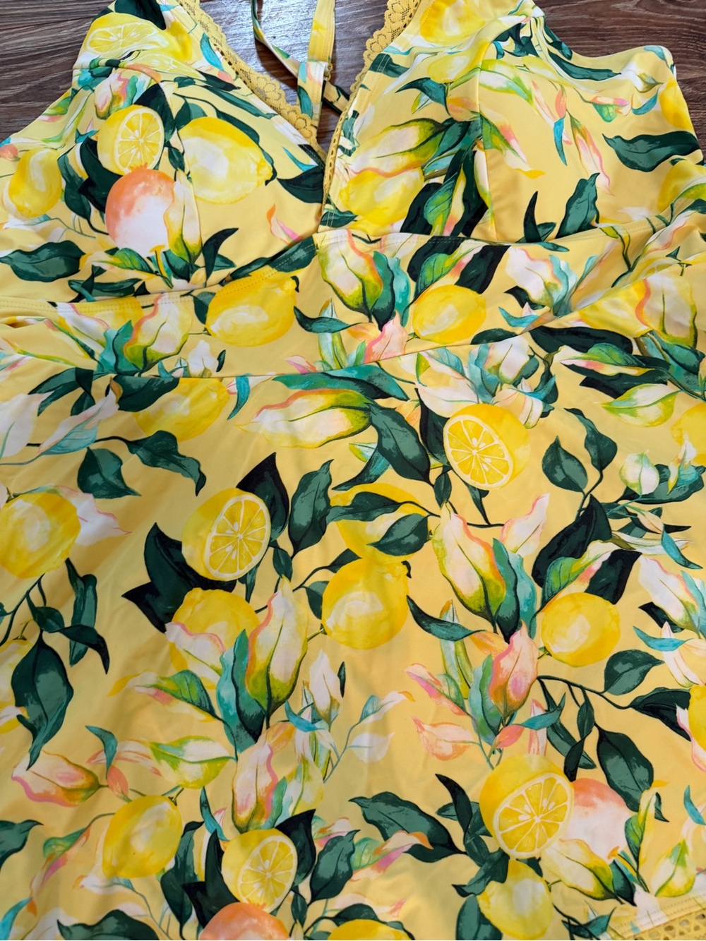 Torrid Yellow Floral Halter Swimdress with Lemon Print 3X - Picture 8 of 10